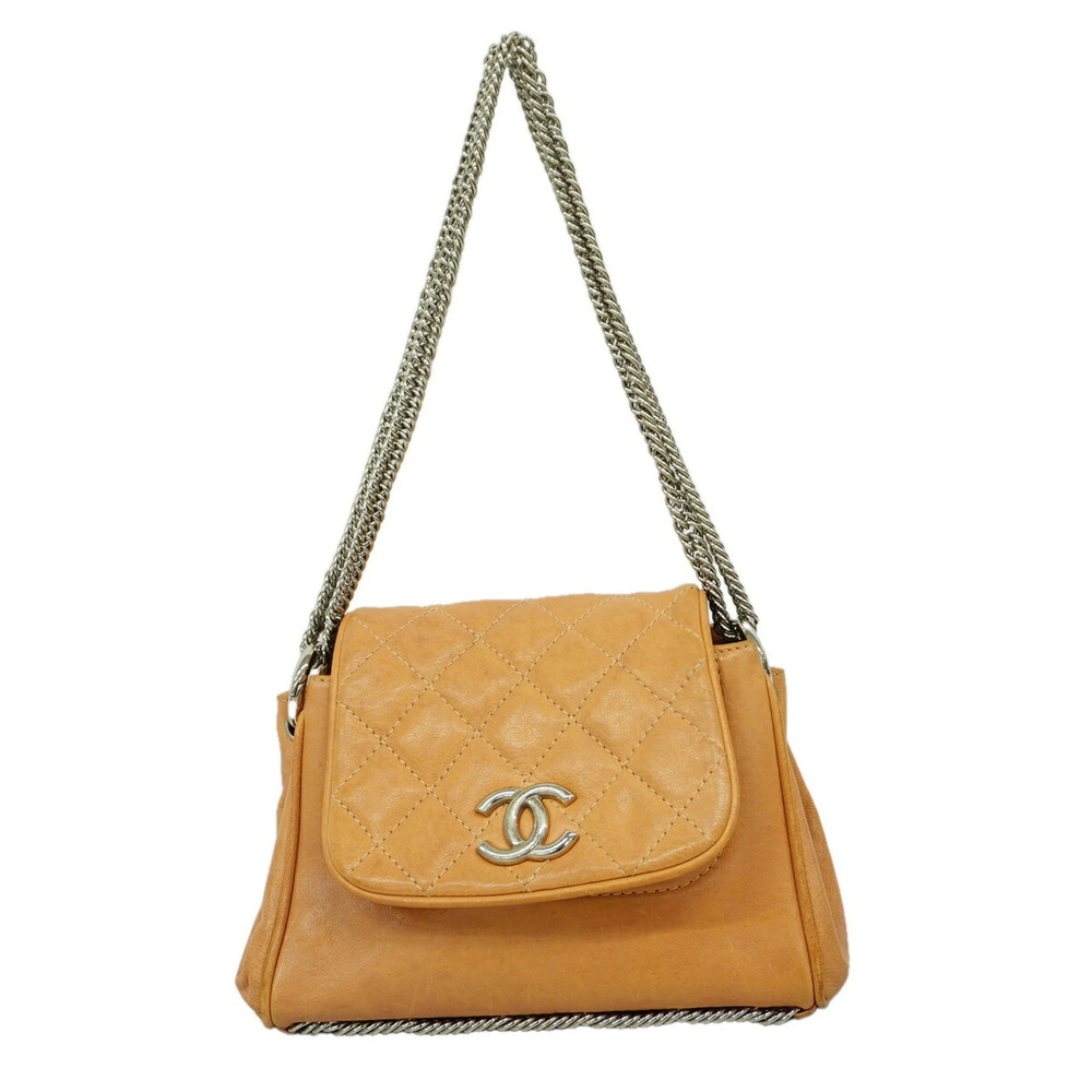 Chanel Matelassé Chain Shoulder Bag, Lambskin, Pink Beige, Women's